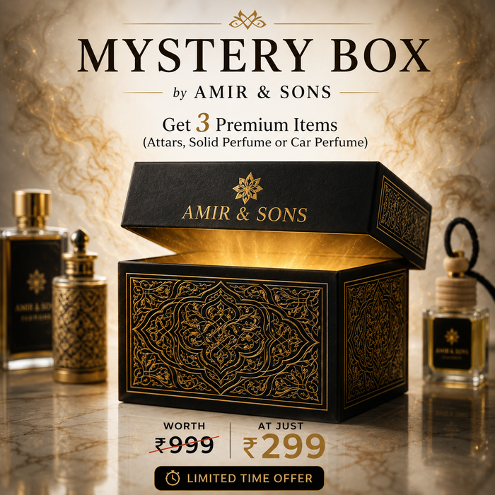 MYSTRY BOX: Get 3 Premium items (Attars,solid perfume or car perfume)worth 999 At just ₹299 - ( Limited Time Offer)