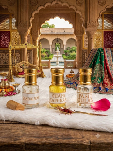 Bharat Combo Set – A Heritage of Fragrance (Sandalwood, Shahi Zaffran, Fasli Gulab)