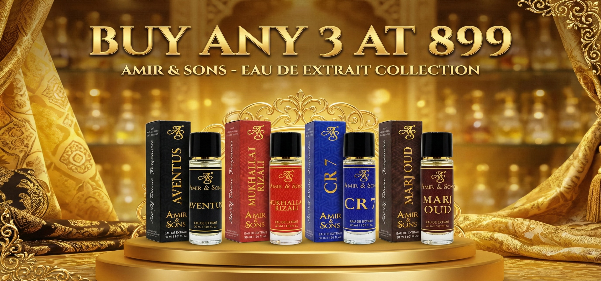 Amir & Sons Eau de Extrait Collection with promotional text on a decorative backgroundslider_item_iTbCRJ